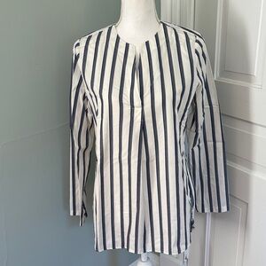 Lands’ End No Iron Supima Cotton Striped Long Sleeve Women's Top Blouse size XS